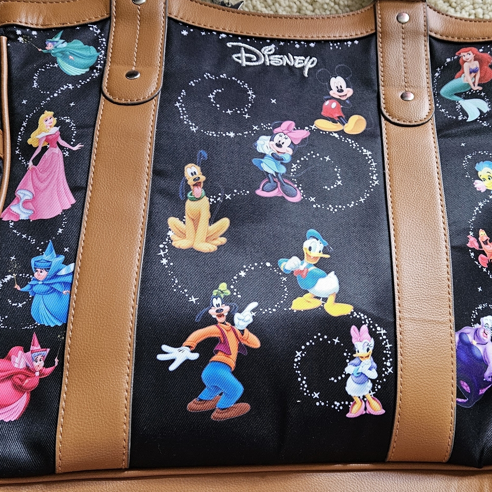 Disney Character Print Black and Tan Women's Bag